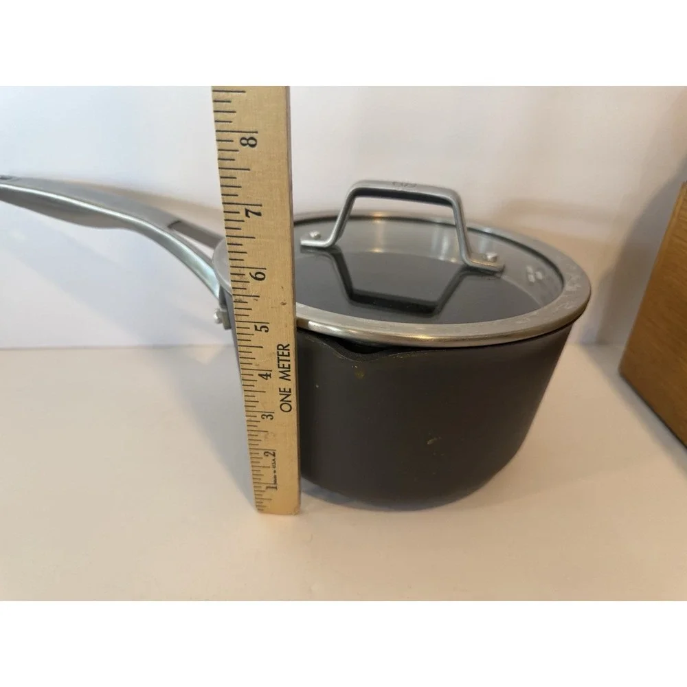 Calphalon Premier Hard Anodized Nonstick 3.5 Qt Saucepan Pan Lid 87035 Pristine